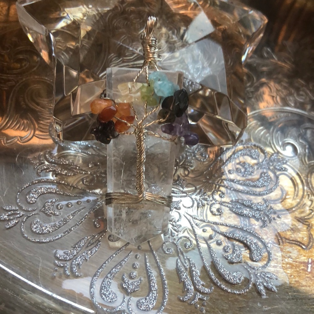 Hand Crafted Quartz and Semi Precious Gem Stones Tree of Life